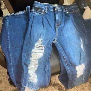 Fashion Nova Ripped Bell Bottom Jeans